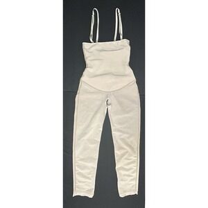 Vedette Nude Full Body Shapewear Compression Capri Bodysuit Lace‎ Trim Size 32